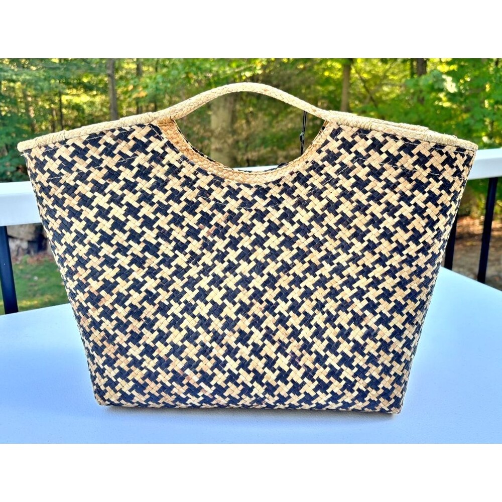 Banago Zippered Large Tote Artisan Hand Crafted Woven Straw Flamingo Liliana NWT - Picture 3 of 16